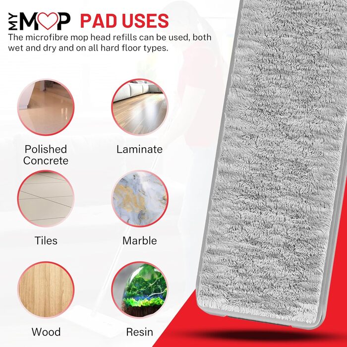 Набір з плоскої швабри та відра, 3-камерна система очищення, розділяє чисту та брудну воду, головка, що обертається на 360, 5 воло