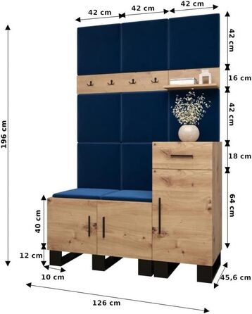 Вішалка для одягу MEBLE KRYSPOL Artin Set 5 з м'якими панелями Індустріальний дизайн (дуб Artisan Маніла 02 (крем))