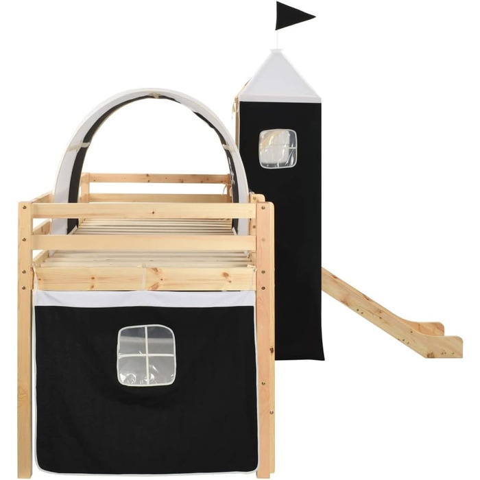 Каркас дитячого ліжка-лофт з гіркою та драбинкою сосна 97x208 см