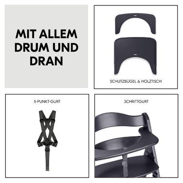 Дитячий стільчик для годування hauck Beta, дерев'яний дитячий стільчик, який росте разом з дитиною (сертифікований FSC), дитячий с