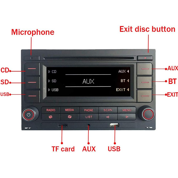 Автомобільна стереозвукова стереосистема RCN210 для VW Golf MK4 Polo Passat B5 USB MP3 AUX SD Вбудований Bluetooth з програвачем компакт-дисків RCN210 avec adaptateur ISO