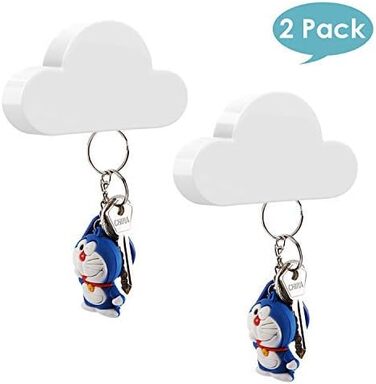 Тримач для ключів MoKo магнітний, 2 шт. для наклеювання, гачок для ключів без свердління для стіни - білий