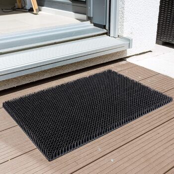 Килимок для садових дверей, стійкий до атмосферних впливів - Антрацит 40 x 60 см - Килимок для вуличного використання, що вловлює бруд - Килимок для дверей, що легко чиститься - Пластикова щетина, висота 1,4 см, 40 x 60 см (прямокутний), антрацит