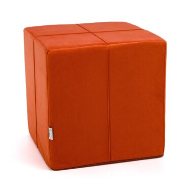 Пуф для ніг, штучна шкіра/мікрофібра, кубоподібний куб, пуф/оттоманка/підставка для ніг для вітальні, декор для дому, 40x40x40 см, Faber Orange A44