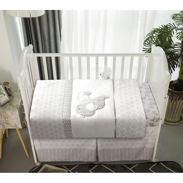 Комплект дитячої постільної білизни La Premura для хлопчиків, сірі слоники та цуценята, стандартний розмір, 3 предмети, сіра пості