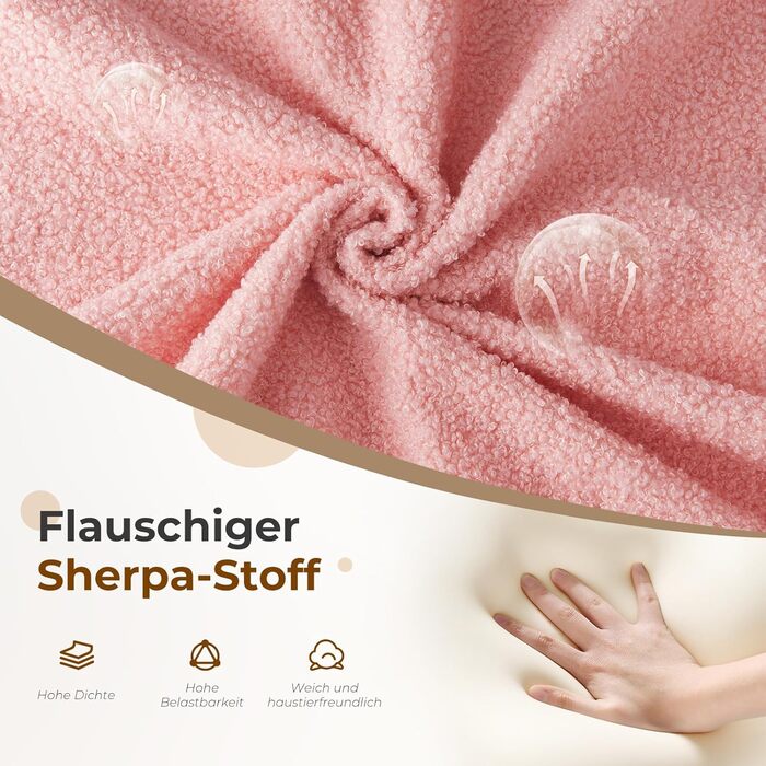 Крісло для офісу з регульованою висотою, ергономічне офісне крісло з високою спинкою та підлокітниками, обертове крісло з крилами спинки, крісло для туалетного столика, крісло для туалетного столика з колесами, рожева тканина шерпа