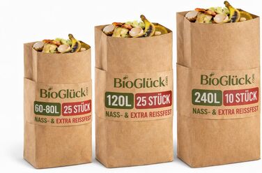 Паперові пакети BIOGLCK 240 л 10 шт. Спеціально розроблені для сміттєвих баків об&39ємом 240 літрів Стійкі до розривів для комерційних, промислових, багатоквартирних будинків та прибиральних служб