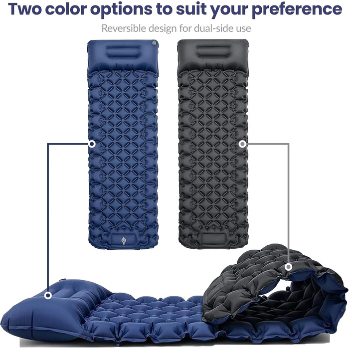 Надувний килимок для сну, товщиною 8 см, надлегкий килимок для сну з подушкою та ножним насосом, 198 * 68 см, портативний компактний кемпінговий матрац, кемпінговий надувний матрац для походів, активного відпочинку, подорожей