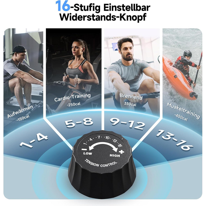 Домашній гребний тренажер YPOO, складаний, магнітний, тихий, з ексклюзивним додатком та РК-дисплеєм даних, подвійна рейкова стійка, витримує навантаження до 160 кг, легке складання