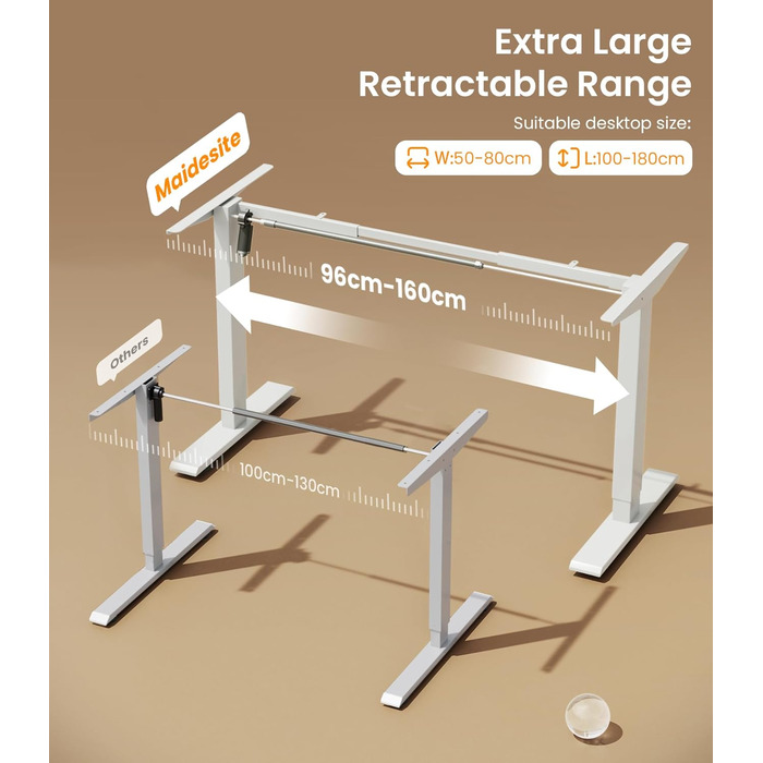 Електричний стіл MAIDeSITe з потужним двигуном, регульованою по висоті рамою столу з двосекційними ніжками та 4 налаштуваннями пам&39яті - T1 Pro (білий)