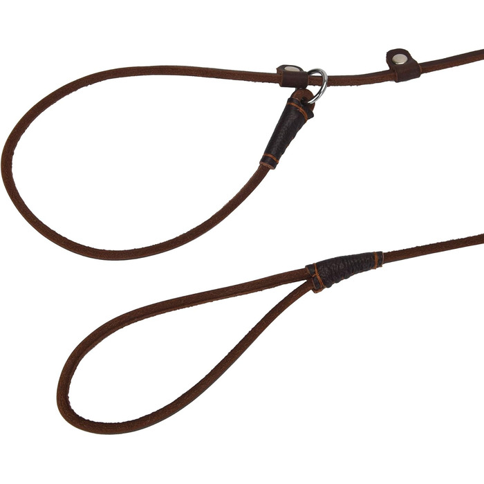 Шкіряний повідок для маленьких та середніх собак, цуценят, легкий, тонкий, але міцний, регульований, м'який та елегантний, довжина 160 см, ширина 0,6 см (коричневий)