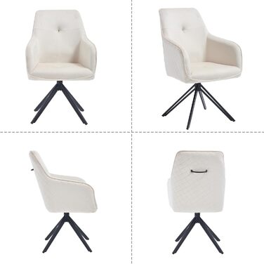 Комплект обідніх стільців з 2 шт. , обертове оксамитове крісло з міцним металевим каркасом та нековзними підніжками - Сучасні кухонні та офісні стільці, зручне крісло для вітальні (бежевий) стиль - 3 бежевий