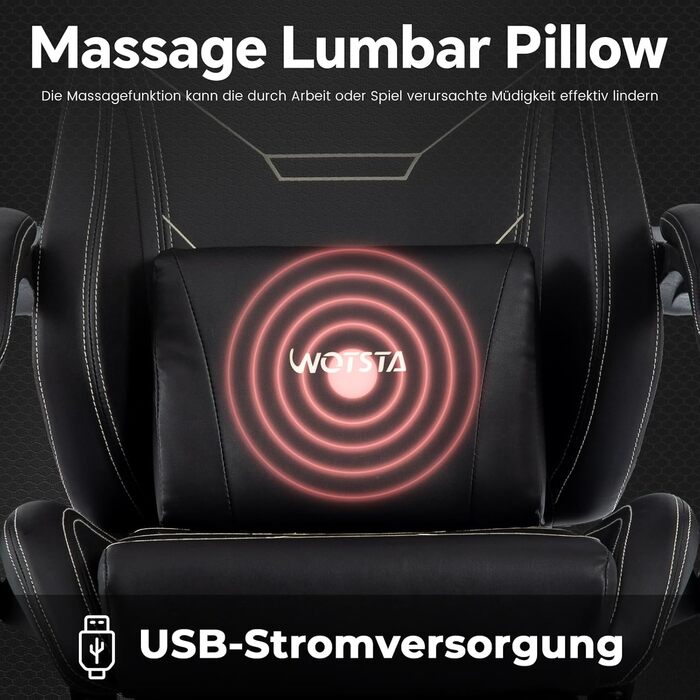 Ергономічне ігрове крісло, офісне крісло з підставкою для ніг, гоночне комп&39ютерне крісло, регульована висота, м&39яке, поперекова підтримка, чорне