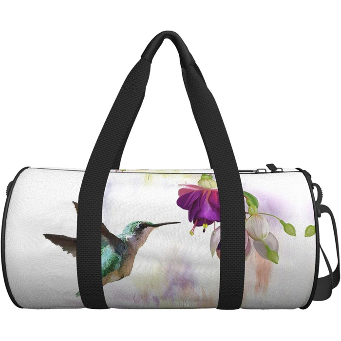Дорожня сумка-шопер Колібрі з квітковим малюнком, велика спортивна сумка для фітнесу та подорожей, сумка для покупок, на вихідні та для ночівлі, унісекс