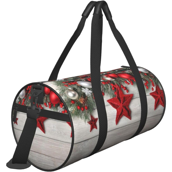 Спортивна сумка для подорожей, принт Різдвяні кулі, сумка на нічліг, чорна, універсальний розмір