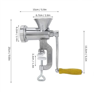 Ручна м'ясорубка Фарш для ковбаси Алюмінієвий сплав Ручна м'ясорубка для ковбаси Перець м'ясорубка для свинини, яловичини, курки,