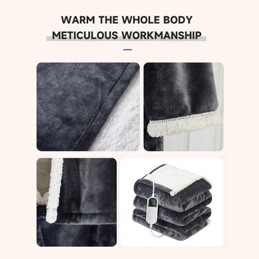 Підігріта ковдра, портативна підігріта ковдра з рукавами та кишенею для ніг з 6 регульованими налаштуваннями температури, автоматичним вимкненням через 2-10 годин, швидким розігрівом, ідеально підходить як подарунок для родини та