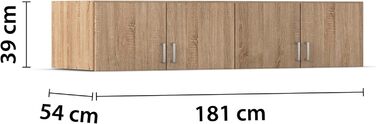 Верхня частина шафи Rauch Furniture Bremen для додаткового місця для зберігання, 4-дверна шафа, дуб Сонома, дерево, можна комбінувати з шафою шириною 181 см із модельної серії Bremen. Розміри (Ш x В x Г) 181 x 39 x 54 см. Ширина 181 см без дзеркала. Верхн