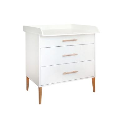 Пеленальний столик ATB ILA - 101 x 85 x 75 см - Повний комплект для дитячої кімнати - Функціональні меблі - Зручний пеленальний столик для немовлят з шухлядами (білий)