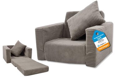 Розкладне дитяче крісло Odolplusz Дитячий диван, міні-крісло, дитяче крісло, затишне крісло Дитячі меблі для дитячих кімнат (Бежевий вельвет)