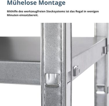 Система стелажів SCHULTE з 4 полицями PowerMAX, вантажопідйомність 65 кг, 180x60x40 см (ВxШxГ), оцинкована (полиця для зберігання, полиця для майстерні, полиця для підвалу, полиця для гаража, металева полиця)