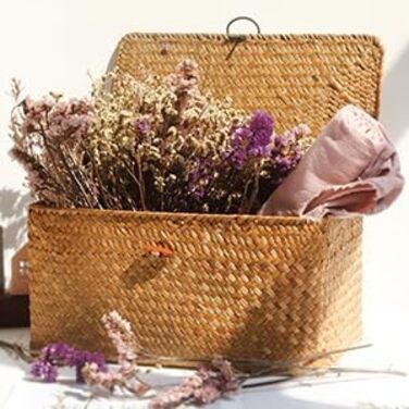 Коробка для зберігання FEILANDUO з 3 предметів з кришкою, плетений кошик для косметики з морських водоростей, кошик-органайзер для робочого столу та вітальні (великий, натуральний)