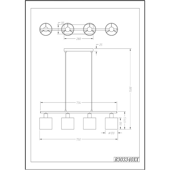 Торшер Reality Lighting Tommy R46335979, матовий метал, тканинний абажур золотого кольору, ексклюзивний 5 шт. E14 (білий, підвісний 4-світловий)