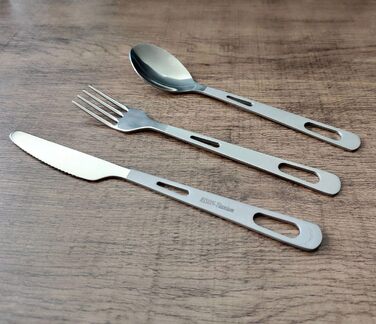 Набір столових приборів RISON-Titanium Titanium для кемпінгу, комбіновані столові прибори з 4 титанових виделок-ложок-ніжів для подорожей з карабіном та сумкою для зберігання, посуд для приготування їжі на свіжому повітрі, рюкзак для походів, щоденний пос