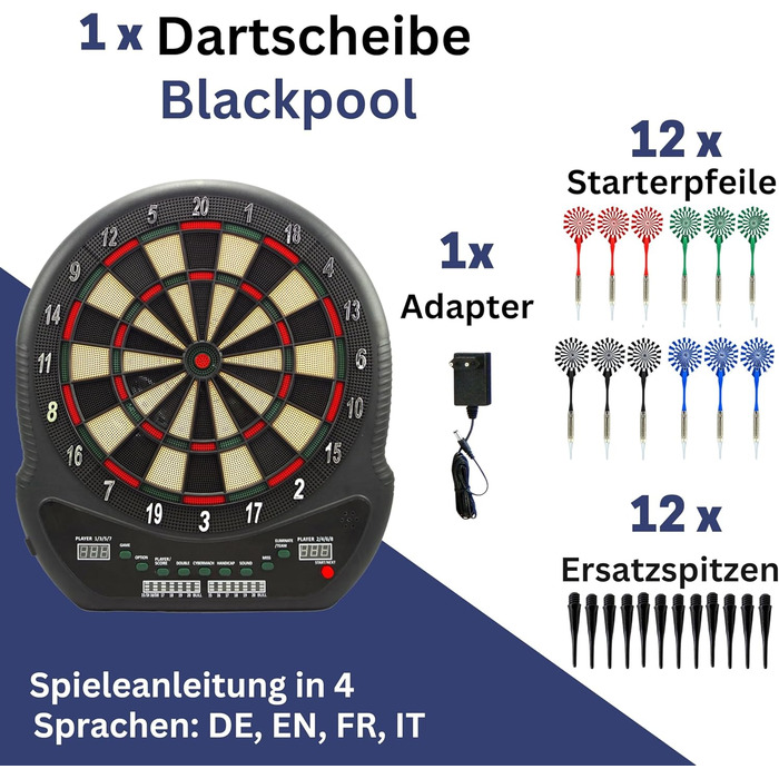 Найкращий спортивний електронний дартс у Блекпулі Електронний дартс зі світлодіодними дисплеями Електронний дартс з 12 дротиками та запасними наконечниками Високоякісний дартс-машина для 8 гравців
