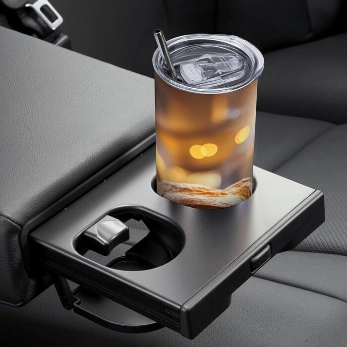 Кухоль з прямою трубочкою, 590 мл, дизайн пекарні, друкований, дорожній кухоль, підходить для кемпінгу, офісу та дому.