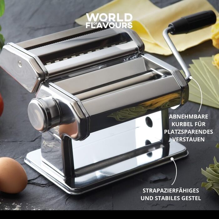 Ручна м'ясорубка-пастамашина Kitchen Craft Deluxe з нержавіючої сталі подвійне лезо, 9 налаштувань товщини, затискач для столу для лазаньї, равіолі, спагеті та тальятеле