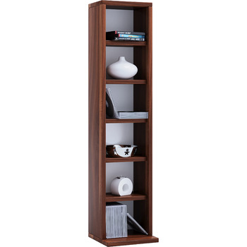 Дерев&39яна полиця VCM Компактна шафа для компакт-дисків на 102 компакт-диски або 36 DVD-дисків Розміри В 92 x Ш 21 x Г 20 см Елегантна полиця для DVD Полиця для Blu-ray Полиця для CD - горіх Elementa Core