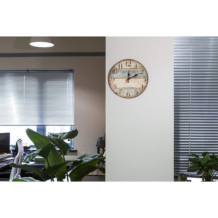 Дерев'яний настінний годинник LOHAS Home 12 дюймів/30 см / кухонний годинник в стилі кантрі Безшумне не цокання для кухні, домашнь