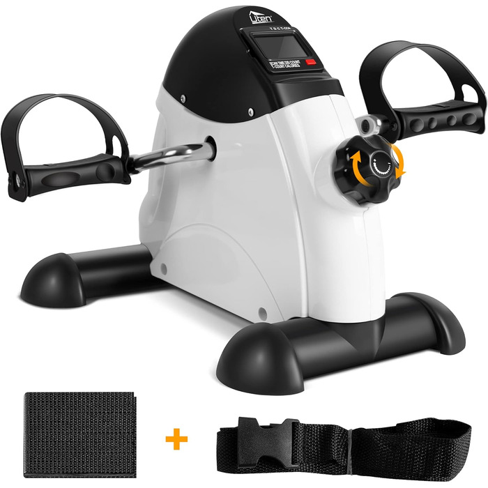 Міні-велотренажер, велотренажер Uten з регульованим опором та нековзним килимком, міні-велотренажер для рук та ніг для дому та офісу, регульований та портативний - білий