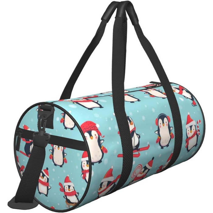 Дорожня сумка-циліндр, зимовий дизайн, пінгвіни, спортивна сумка для чоловіків та жінок, сумка-мішок, спортивна сумка