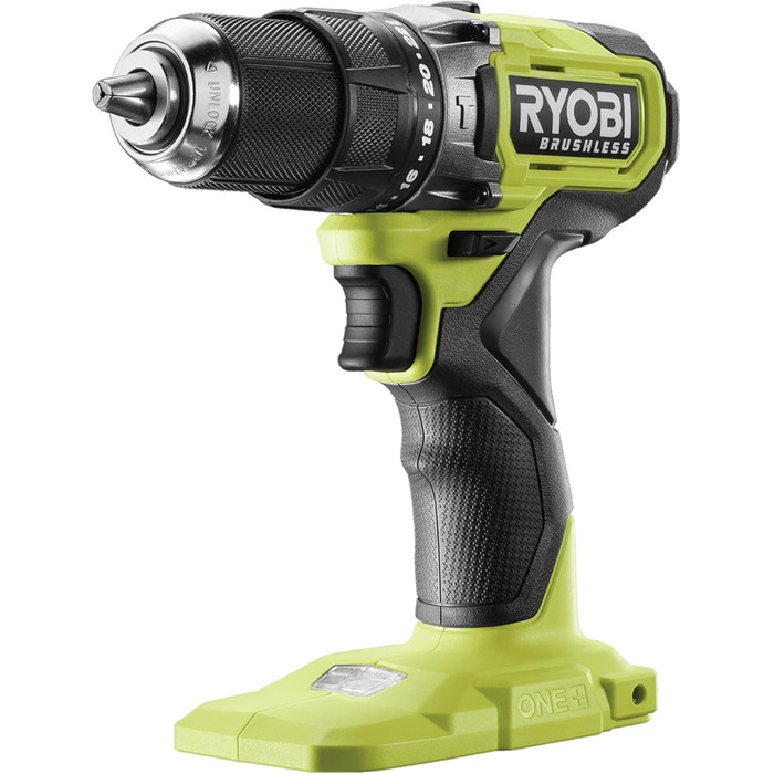 Акумуляторний ударний дриль-шуруповерт RYOBI 18 В ONE RPD18BL1-0, макс. крутний момент 54 Нм, швидкозатискний патрон 13 мм, 2 пере