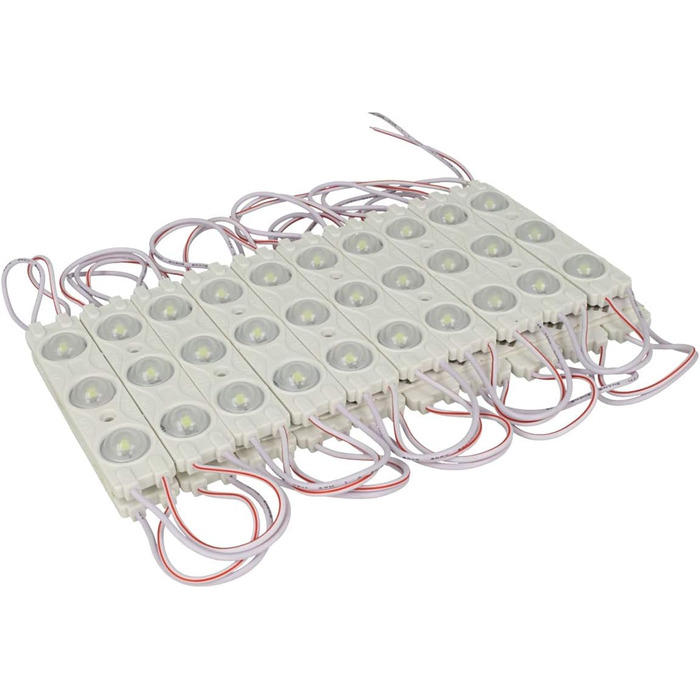 Світлодіодний модуль LEDLUX 20Pcs Strip Brick з 3 SMD 2835 DC 12V IP67 з лупою на 160 градусів для буквених знаків (теплий білий 3000k) 3000K.