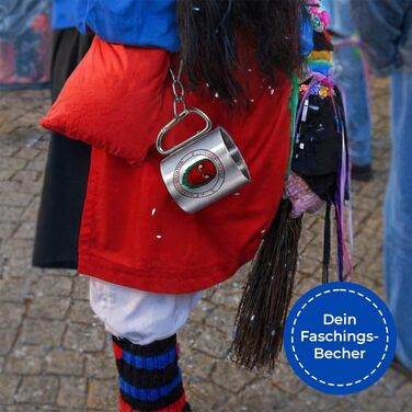 Персоналізована кружка з нержавіючої сталі з карабіном Ідея подарунка 330 мл Кружка Кемпінг Клуби Карнавал, кружка Марді Гра Кружка для клубу Марді Гра Персоналізована Срібна, блискуча