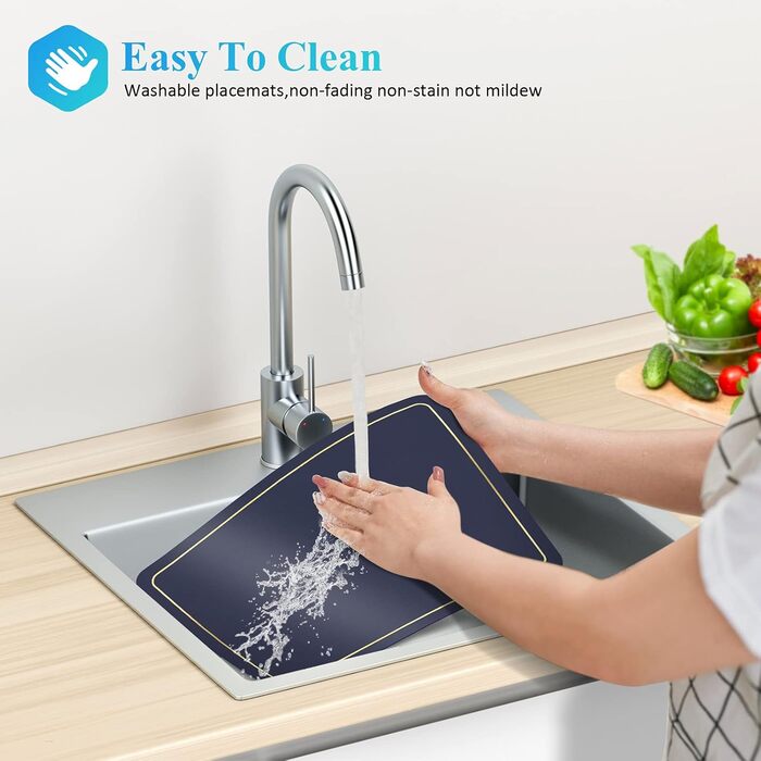 Підставки під тарілки шкіряні та підставки, підставки, що миються набір з 6 нековзних підкладок під тарілки зі штучної шкіри, 42 x