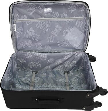 Дорожня валіза-візок SIGN Fabric Suitcase (набір ручної поклажі середньої та великої розмірів) компенсатор 5 см (чорний, ручна поклажа (60 см)) Ручна поклажа (60 см) Чорний