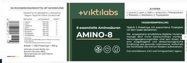 Високодозований амінокислотний комплекс VIKTILABS Amino 8, 150 таблеток, 998 мг, всі 8 незамінних амінокислот (L-триптофан, l-лізин тощо)