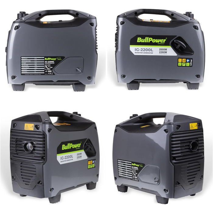 Бензиновий цифровий інверторний генератор потужністю 2000 Вт, 230 В, 12 В, 2 USB-порти - 4-тактний - 3,4 к.с. - РК-дисплей, 2200L -