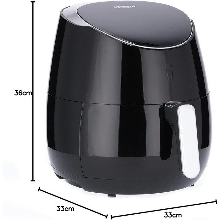 Аерофритюрниця SEVERIN XXL 5 л, Airfryer для здорового приготування страв, безмасляна фритюрниця з 8 автоматичними програмами, 2000 Вт, чорний/сріблястий металік, FR 2445