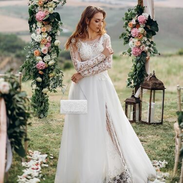 Елегантна жіноча мереживна вечірня сумка-клатч, чудова сумка-клатч, елегантна сумочка, весільна сумка через плече для весілля, вечірки, коктейлю A-білий