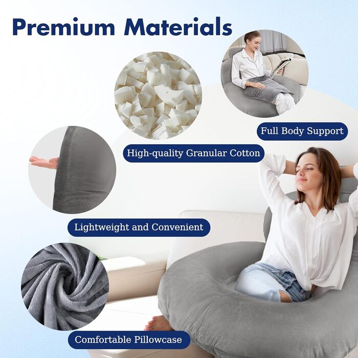 Подушка для читання, U-подібна подушка для спини з подушкою для шиї, сіра ігрова подушка, подушка для читання, гри, роботи, відпочинку