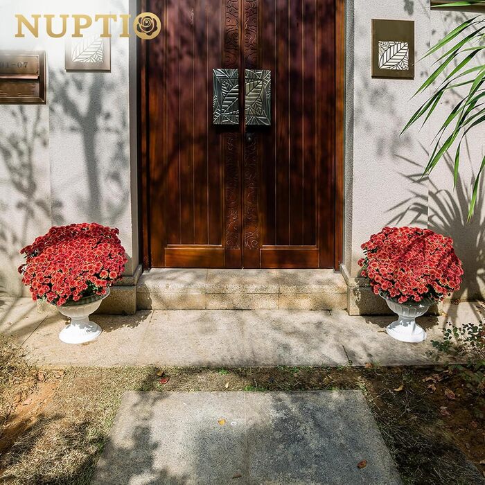 Елементна підставка для квітів для рослин, декоративна пластикова урна, висота 26 см, висока пластикова підставка для рослин, для дому та саду, ганку, дверної тераси, прикраси для балкону, біла, висота 2 x 26 см, 2-