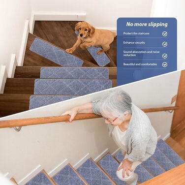 Сходинки, 15 шт. , протиковзкі килимки для сходів, 55 см x 19 см, самоклеючі килимки для сходів, килимок для сходів для дітей, людей похилого віку та домашніх тварин (світло-сірий)