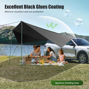 Універсальний автомобільний намет для будь-якого транспортного засобу, автомобільний тент, кемпінговий намет, тент для великого позашляховика, універсальний сонцезахисний намет для будинків на колесах та автомобілів