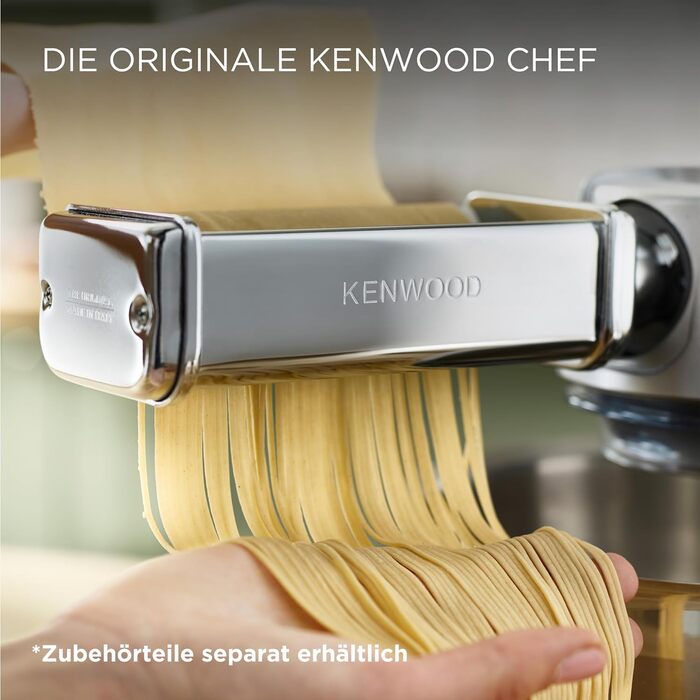 Кухонний комбайн Kenwood Chef KVC3110S, чаша для змішування з нержавіючої сталі 4,6 л, система безпеки з блокуванням, металевий корпус, 1000 Вт, включаючи набір для кондитерських виробів із 3 предметів і насадку для акрилового блендера, срібло