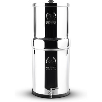 Фільтр для питної води Phoenix Gravity 6 літрів із самопливом із нержавіючої сталі з 2 картриджами Phoenix Carbon для води, кран із нержавіючої сталі